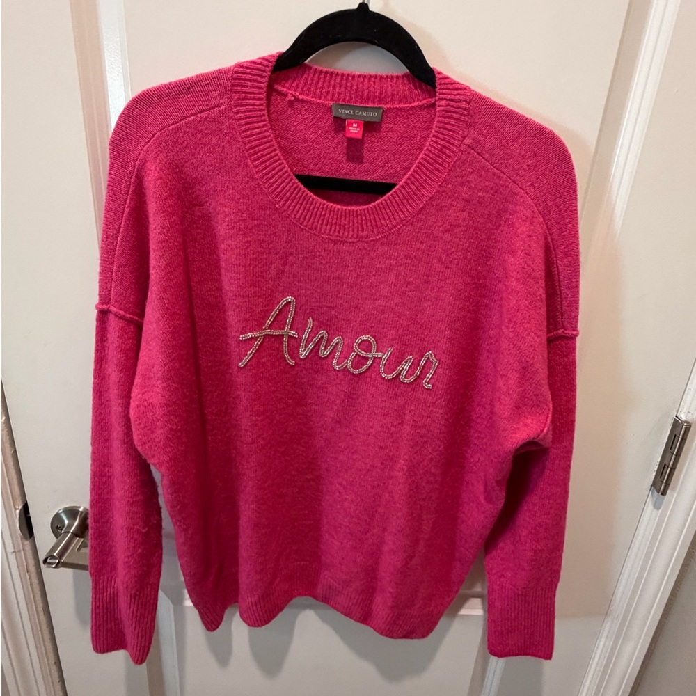 Vince Camuto Pink Amour Crew Neck Sweater